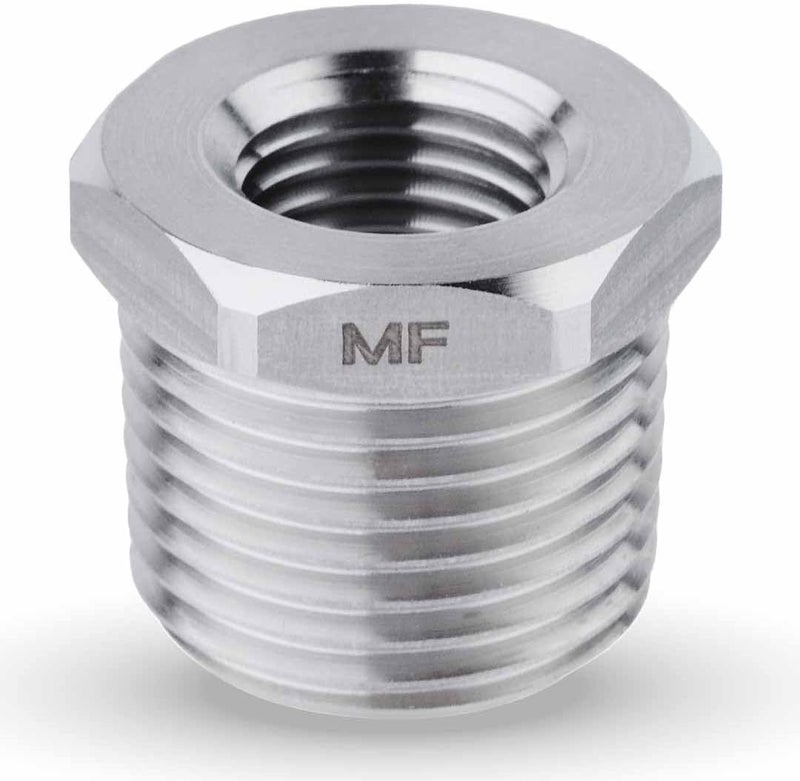 MAACFLOW Stainless Steel 1/2" Male NPT to 1/4" Female NPT Adapter Reducer Hex Bushing (Thread OD 0.81" - ID 0.44") (Pack of 1) - Image 1